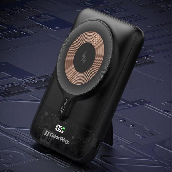 Внешний аккумулятор (Power Bank) ColorWay 15W MagSafe 10000mAh Black (CW-PB100LPA3BK-WPDD)