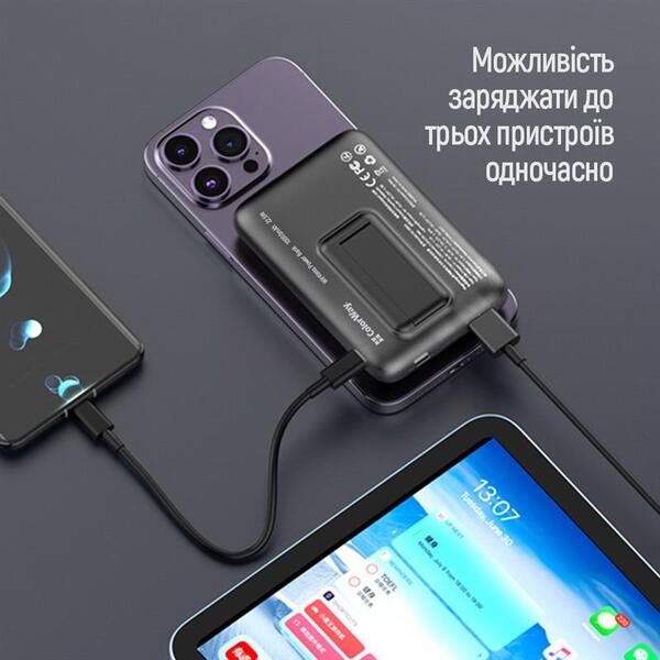Внешний аккумулятор (Power Bank) ColorWay 15W MagSafe 10000mAh Black (CW-PB100LPA3BK-WPDD)