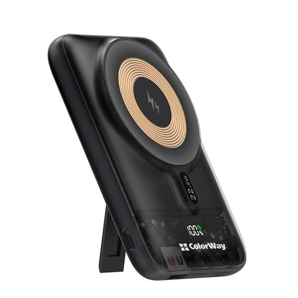 Внешний аккумулятор (Power Bank) ColorWay 15W MagSafe 10000mAh Black (CW-PB100LPA3BK-WPDD)
