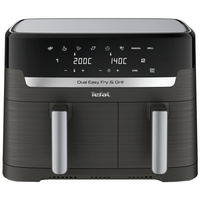 Мультипечь Tefal Dual EasyFry&Grill AirFryer, 2700Вт, чаша-5.2/3.1л, сенсорное управл., 2 чаши, гриль, пластик, черный