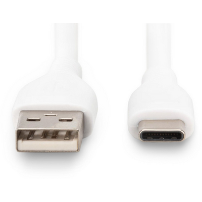 Кабель USB-A > USB-C DIGITUS, 1м, USB 2.0, 60W, силіконовий, білий