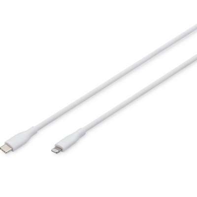 Кабель USB-C > Lightning DIGITUS, 2м, 60W, USB 2.0, силіконовий, білий