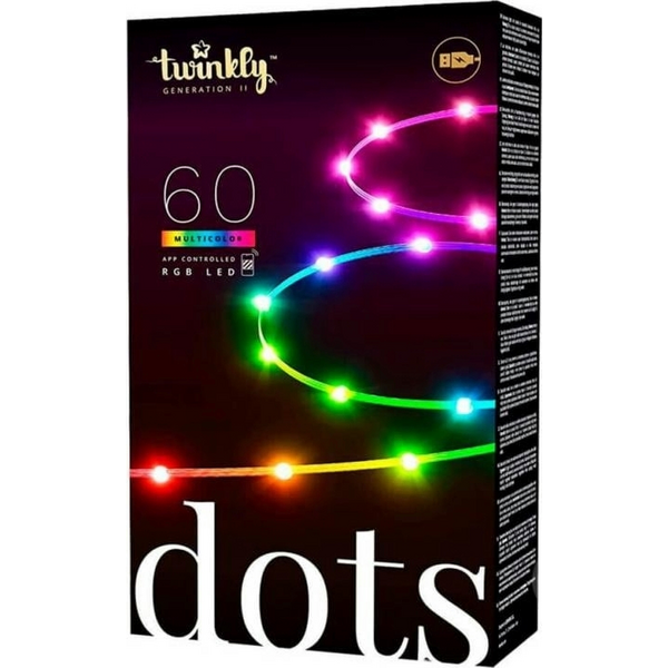 Smart LED Гірлянда Twinkly Dots Lights RGB 60 Gen II, IP20, кабель прозорий