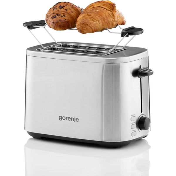 Тостер Gorenje 800Вт, підігрів, розморожування, пластик, сріблястий