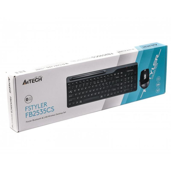 Комплект (клавіатура, мишка) бездротовий A4Tech FB2535CS Smoky Grey