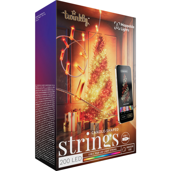 Smart LED Гірлянда Twinkly Strings USB 200 Candle-shaped RGB LEDs, Clear Wire, USB-C (TWKC200RGB-T)
