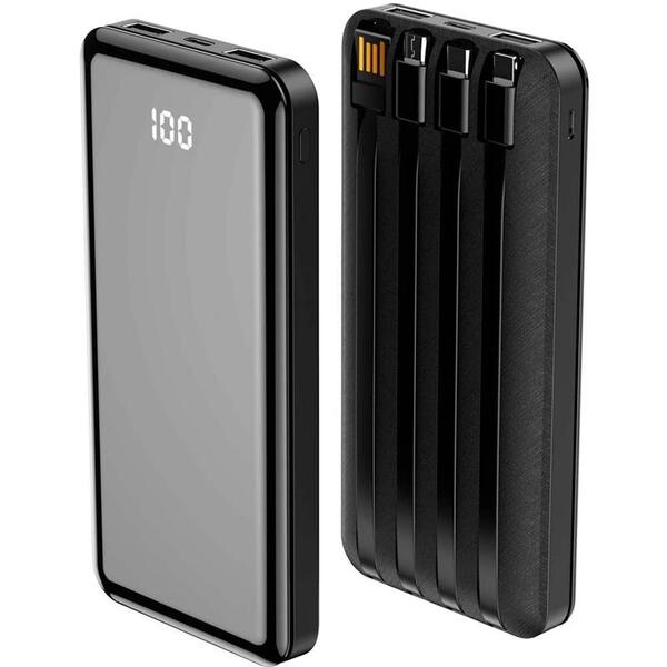 Зовнішній акумулятор (Power Bank) Forever TB-411 ALLin1 USB-C + Lightning + microUSB 10000mAh Black (1283126565083)