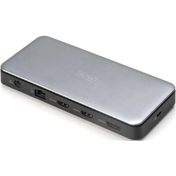 Док-станція DIGITUS USB-C> 2xHDMI, DP, 2xUSB-A, USB-C, SD, MicroSD, RJ54, DC, Audio (DA-70917)