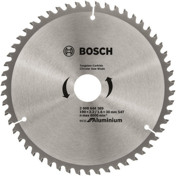 Диск пиляльний Bosch Eco for Aluminium 190x2.42/1.6x30 мм 54TCG (2.608.644.389)