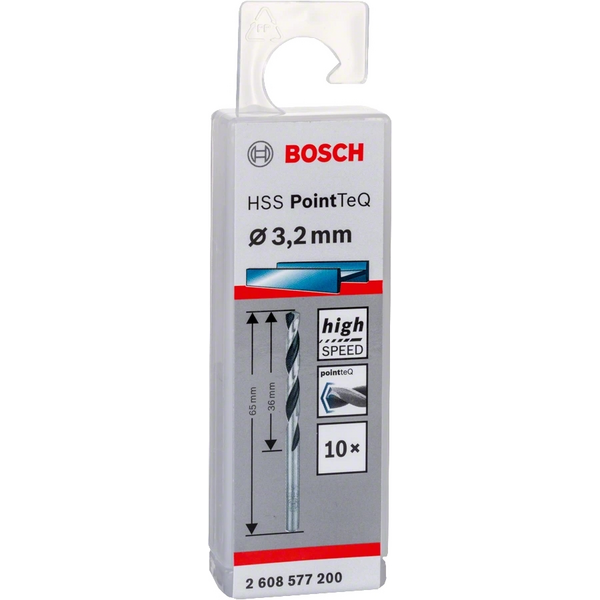 Свердло для металу Bosch HSS-PointTeQ, 3.2х36х65мм, 10шт (2.608.577.200)