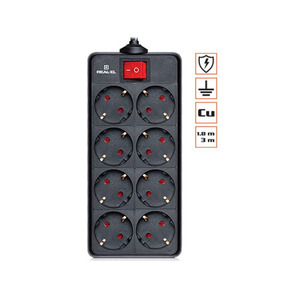 Фільтр живлення REAL-EL RS-8 Protect 1.8 м Black