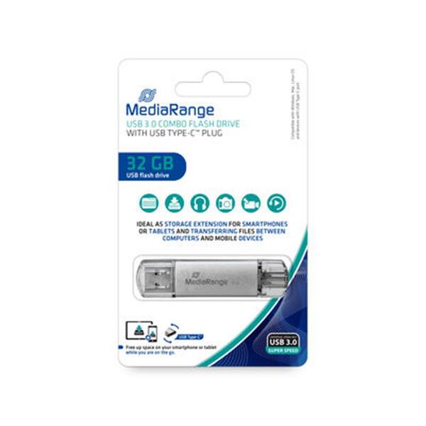 USB-Флешка USB 3.0 32GB Type-C MediaRange Silver (MR936)