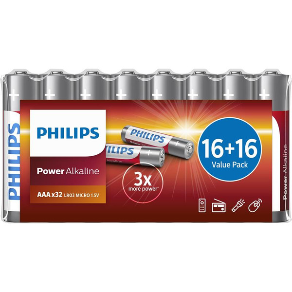 Батарейка Philips Power Alkaline AAA 32 (LR03P32FV/10)