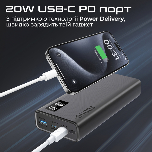 Внешний аккумулятор (Power Bank) Promate Bolt-20PD Black 20000mAh