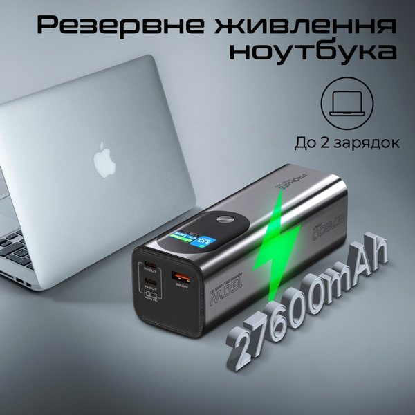 Внешний аккумулятор (Power Bank) Promate Titan-160 140W 27600mAh серый