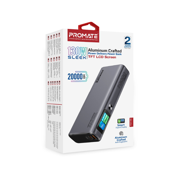Внешний аккумулятор (Power Bank) Promate Titan-130 130W 20000mAh Gray