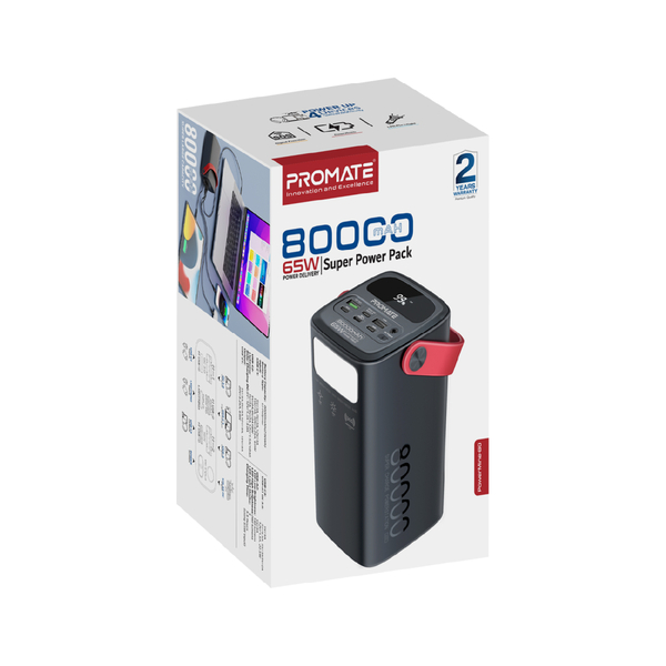Внешний аккумулятор (Power Bank) Promate PowerMine-80 65W 80000mAh Черный