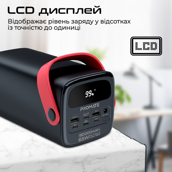 Внешний аккумулятор (Power Bank) Promate PowerMine-80 65W 80000mAh Черный
