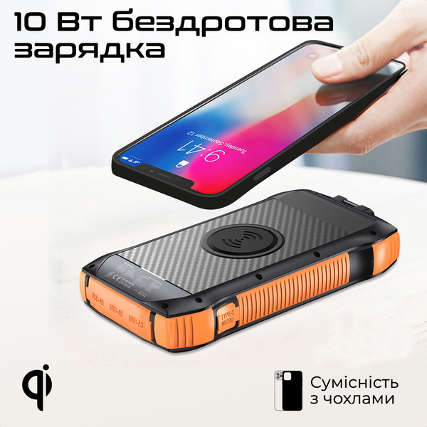Внешний аккумулятор (Power Bank) Promate SolarTank-20PDQI 20W 20000mAh Черный