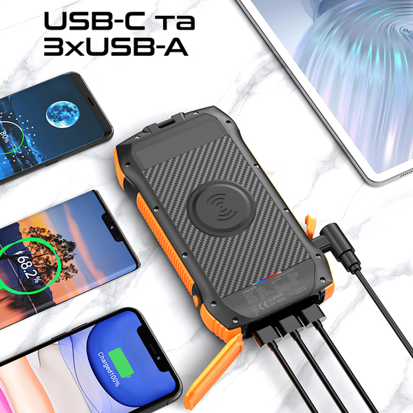 Внешний аккумулятор (Power Bank) Promate SolarTank-20PDQI 20W 20000mAh Черный