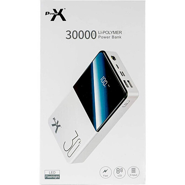 Зовнішній акумулятор (Power Bank) PowerX Q500 30000mAh LCD Screen White (1283126562334)