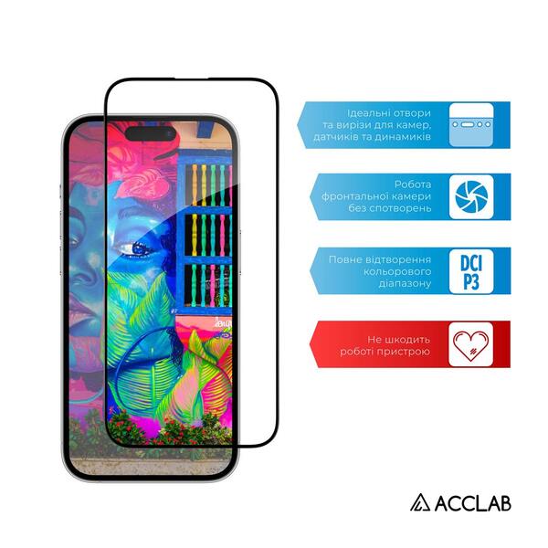 Защитное стекло ACCLAB Full Glue для Apple iPhone 14 Pro Max Black (1283126541988)