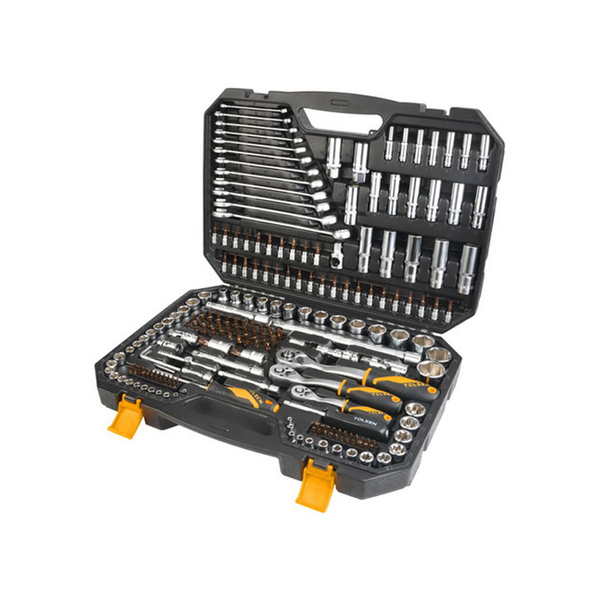 Набір інструментів Tolsen "Майстерня мрій", 216шт, 1/2", 1/4", 3/8", комбіновані ключі, торцеві головки, біти, CrV, з кейсом