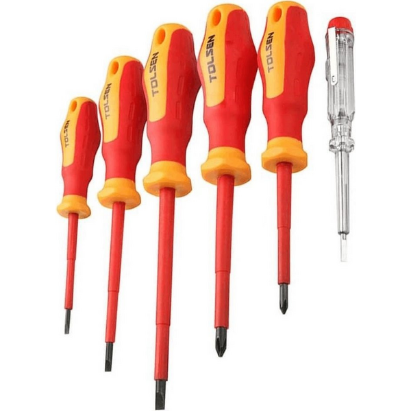 Набір викруток Tolsen VDE 6шт, діелектричні, PH, PZ, CrV (38013)