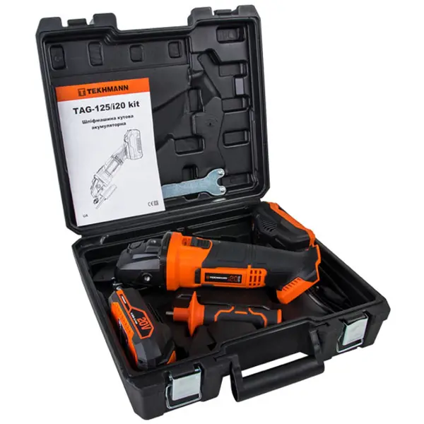 Кутова акумуляторна шліфмашина Tekhmann TAG-125/i20 kit (848392)