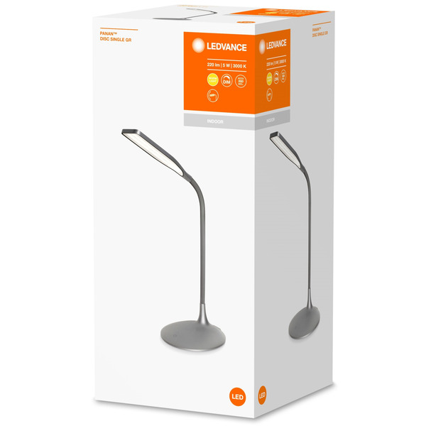 Лампа настільна з акумулятором LEDVANCE Panan Disс 5Вт 3000K 2200мАг USB-A сірий