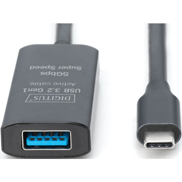 Подовжувач USB 3.2 Gen1 Digitus Active Cable 5G, C/M-A/F, 5m, чорний (DA-73110)