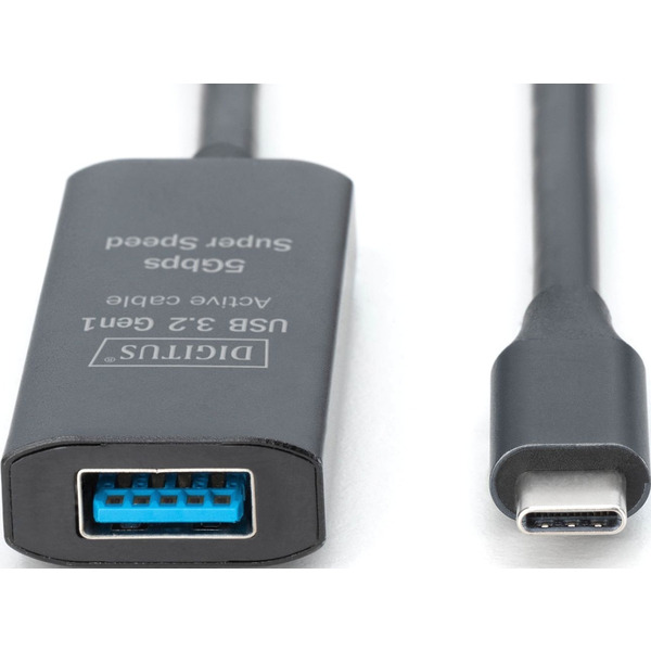 Подовжувач Digitus USB 3.2 Gen1 Active Cable 5G, C/M-A/F, 10m, чорний (DA-73111)