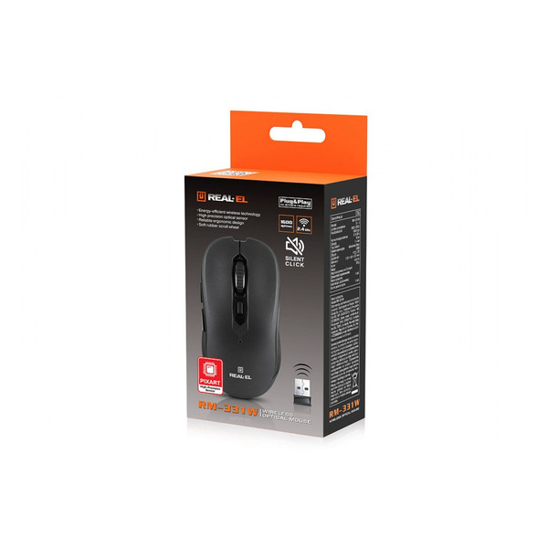 Мышь беспроводная REAL-EL RM-331W Black