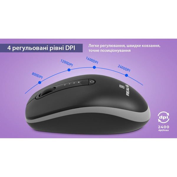 Мышь беспроводная REAL-EL RM-455W Black