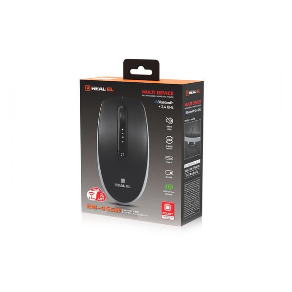 Мышь беспроводная REAL-EL RM-455W Black