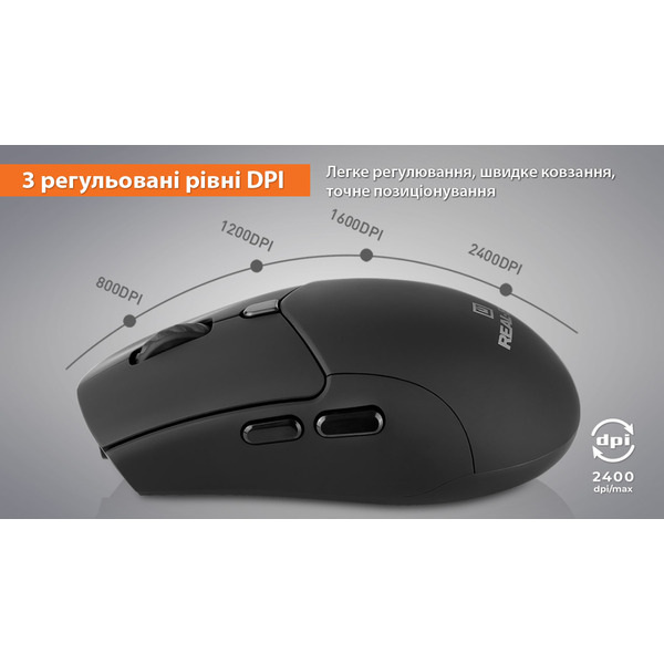 Мышь беспроводная REAL-EL RM-460W Black