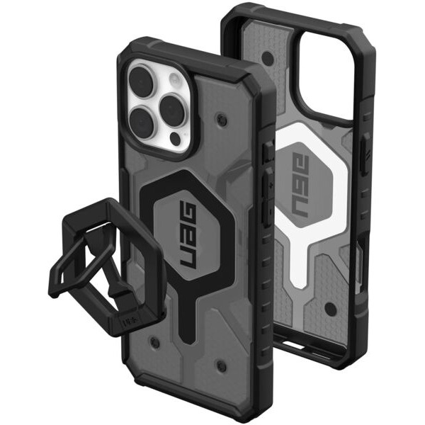 Чохол Urban Armor Gear Pathfinder Clear Magsafe для Apple iPhone 16 Pro Max Magnetic Ring Ash/Black Stand 1144651BV02