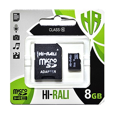 Карта памяти MicroSDHC   8GB Class 10 Hi-Rali + SD-adapter (HI-8GBSDCL10-01)