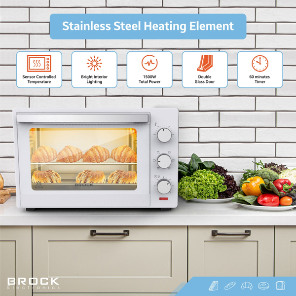 Електрична піч BROCK TO 3001 WH 1600Вт/ 30л /механічне керування/ біла