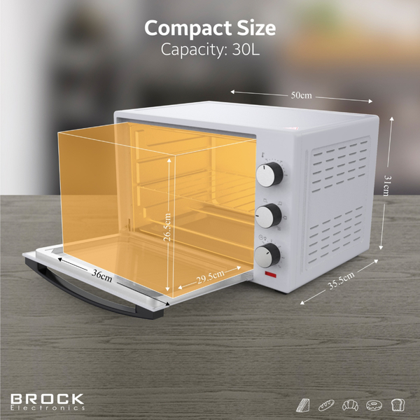Електрична піч BROCK TO 3001 WH 1600Вт/ 30л /механічне керування/ біла