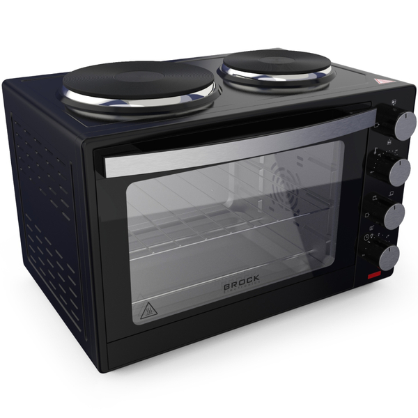 Електрична піч BROCK TO 3002 B 1600Вт/ 30л /електроплита/ механічне керування/чорна