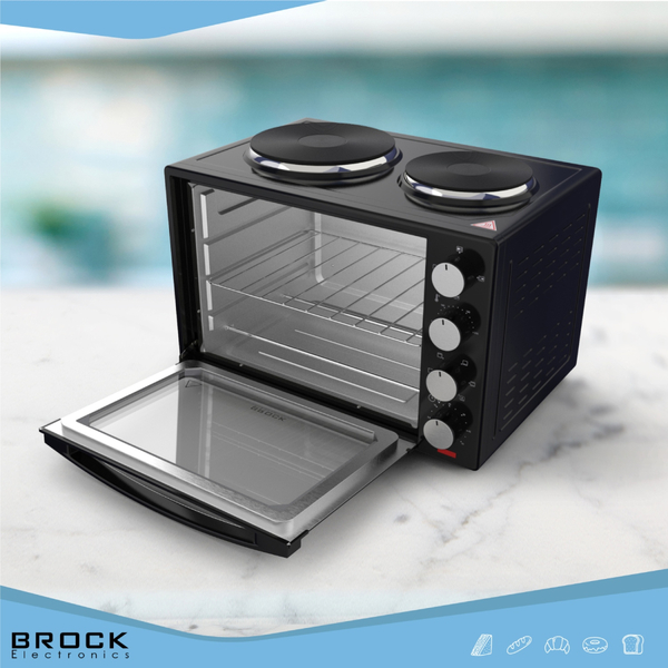Електрична піч BROCK TO 3002 B 1600Вт/ 30л /електроплита/ механічне керування/чорна
