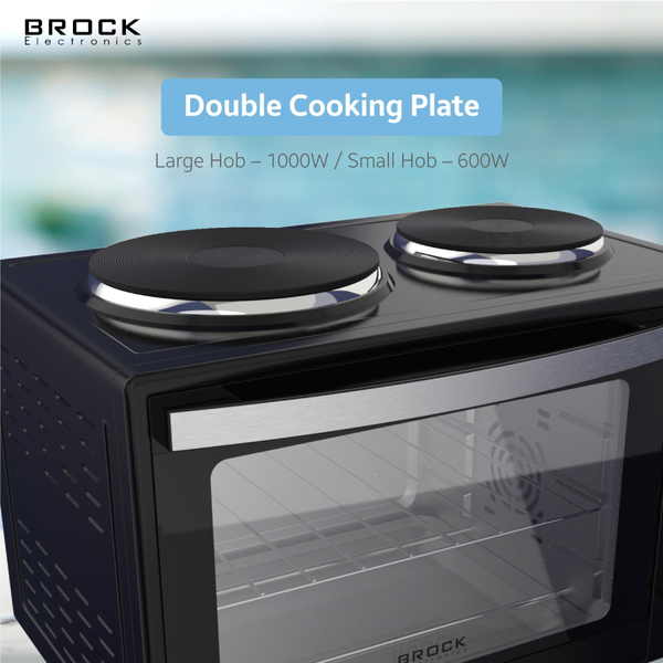 Електрична піч BROCK TO 3002 B 1600Вт/ 30л /електроплита/ механічне керування/чорна