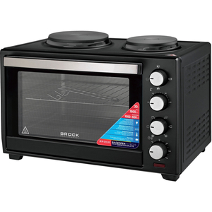 Електрична піч BROCK TO 3002 B 1600Вт/ 30л /електроплита/ механічне керування/чорна