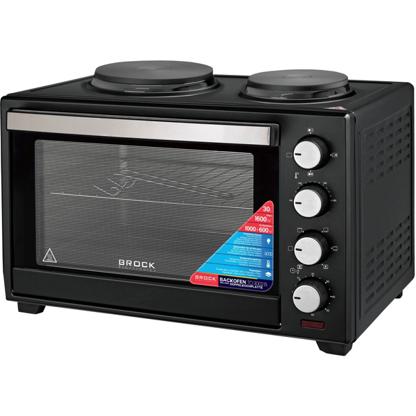 Електрична піч BROCK TO 3002 B 1600Вт/ 30л /електроплита/ механічне керування/чорна
