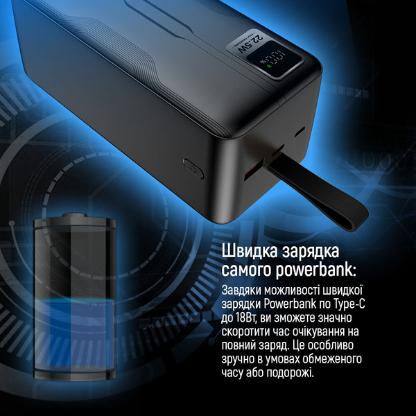 Зовнішній акумулятор (Power Bank) ColorWay Digital Display 50000mAh Black (CW-PB500LPC5BK-PDD)
