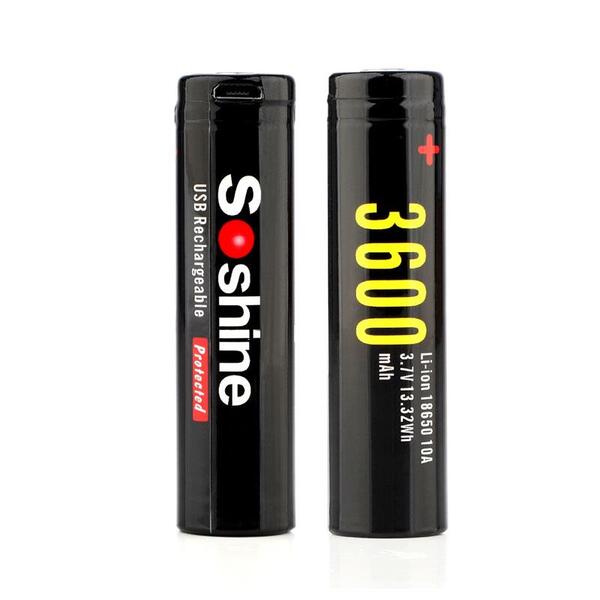 Аккумулятор Soshine 18650 Li-Ion microUSB 3600mAh 1шт