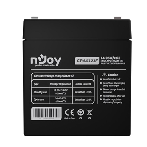 Акумуляторна батарея Njoy GP4.5121F 12V 4.5AH (BTVACDUEATE1FCN01B) AGM
