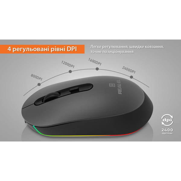 Миша REAL-EL RM-470W Dark Gray