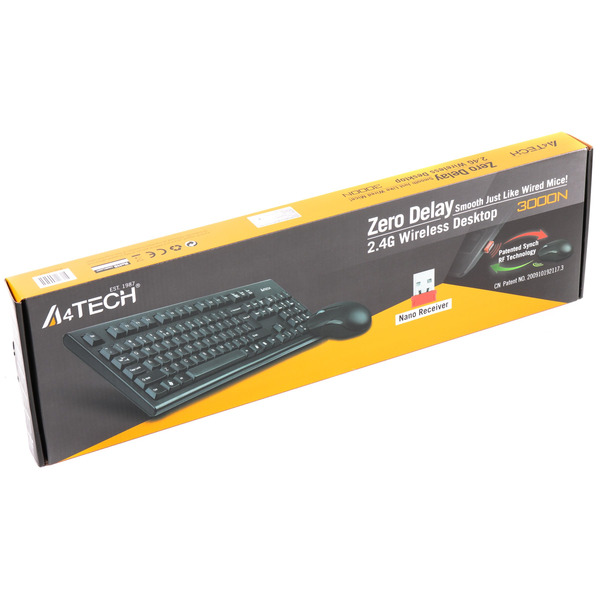 Комплект (клавіатура, миша) бездротовий A4Tech 3000N Black USB